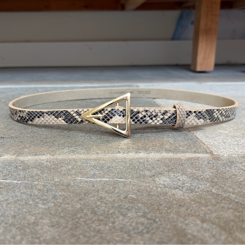 Freya Belt- Snakeskin with Triangle Gold Buckle